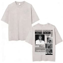 King of Pop Michael Jackson Bad Era Vintage Washed T-shirts Men's Clothes Hip Hop Punk T Shirts Casual Cotton Streetwear T-shirt
