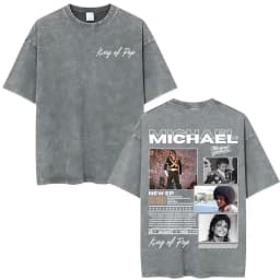 King of Pop Michael Jackson Bad Era Vintage Washed T-shirts Men's Clothes Hip Hop Punk T Shirts Casual Cotton Streetwear T-shirt