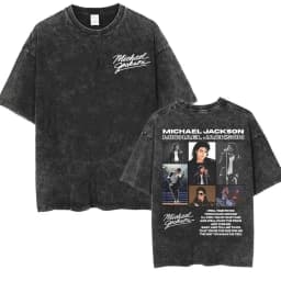 King of Pop Michael Jackson Bad Era Vintage Washed T-shirts Men's Clothes Hip Hop Punk T Shirts Casual Cotton Streetwear T-shirt