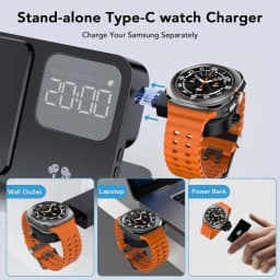 4 in 1 Wireless Charger Alarm Clock Stand For Samsung S26 Fold 7 Galaxy Watch 8 7 6 5 Active 1 2 Buds Pro Fast Charging Station