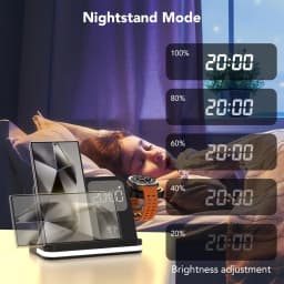 4 in 1 Wireless Charger Alarm Clock Stand For Samsung S26 Fold 7 Galaxy Watch 8 7 6 5 Active 1 2 Buds Pro Fast Charging Station