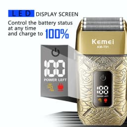 Kemei Electric Triple Blades Razor Rechargeable Barber Foil Shavers Professional Cordless Bald Head Shaving Machine Men KM-T91