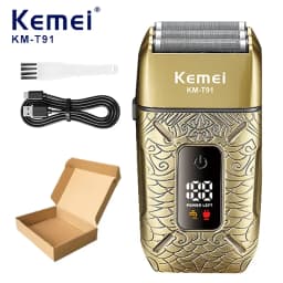 Kemei Electric Triple Blades Razor Rechargeable Barber Foil Shavers Professional Cordless Bald Head Shaving Machine Men KM-T91