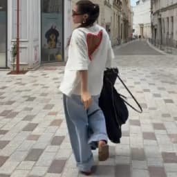 2026 Women Loose Fit Backless Heart T-shirt Sweet Red Crochet Trim Crew Neck Half Sleeve Top Summer Chic Date Daily Outfit New