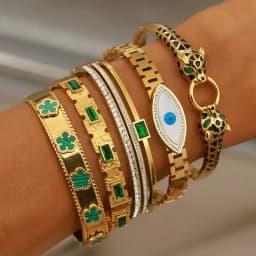 New Sight Stainless Steel Crystal Eyes Bangles&bracelets for Women Fashion Brand Jewelry Flower Leopard Bangle Party Accessories