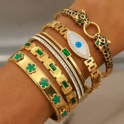 New Sight Stainless Steel Crystal Eyes Bangles&bracelets for Women Fashion Brand Jewelry Flower Leopard Bangle Party Accessories