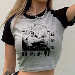 Jujutsu Kaisen crop top women scene vintage graphic clearance sales harajuku top tees japanese anime summer gothic manga
