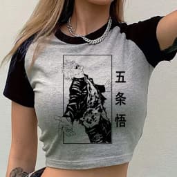 Jujutsu Kaisen crop top women scene vintage graphic clearance sales harajuku top tees japanese anime summer gothic manga