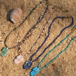 2026 popular Bohemian style Devil's Eye Buddha Hand Pendant natural stone beads chain Necklace go to Beach Travel Accessories