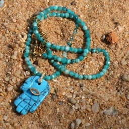2026 popular Bohemian style Devil's Eye Buddha Hand Pendant natural stone beads chain Necklace go to Beach Travel Accessories
