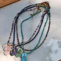 2026 popular Bohemian style Devil's Eye Buddha Hand Pendant natural stone beads chain Necklace go to Beach Travel Accessories