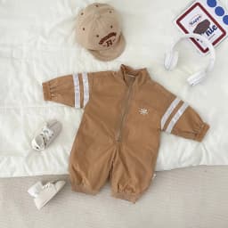 Spring Baby Boys Girls Casual Long Sleeved Jumpsuit with Zipper Fall Children's Outdoor Outfits