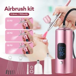Rechargeable Wireless Airbrush Kit with Compressor Paint Spray Gun for Makeup Nail Art Cake Hair Dye Barber Face Beauty