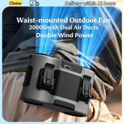 Portable Waist Clip Fan Mini USB Charging Hanging Fan with LED Flashlight Outdoor Single/dual Air Outlet Fan 20000/10000Mah F6/7