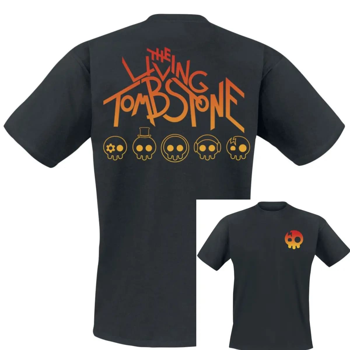 Grandient Skull The Living Tombstone Band T-Shirt Cotton Graphic Tee Men Women Summer Streetwear Top