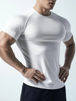 Man T Shirt Men Fitness T-shirt Exercise Short-Sleeved Men's Running Tees Gym Training Stretch Tops Summer Sports Tshirt