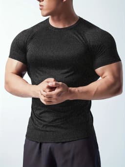 Man T Shirt Men Fitness T-shirt Exercise Short-Sleeved Men's Running Tees Gym Training Stretch Tops Summer Sports Tshirt