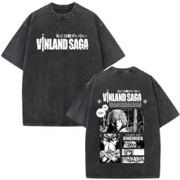 Vintage Washed Anime Vinland Saga Manga Thorfinn Karlsefni T Shirt Men's Women Summer Fashion Casual O-Neck Oversized T-shirts