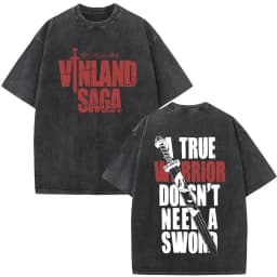 Vintage Washed Anime Vinland Saga Manga Thorfinn Karlsefni T Shirt Men's Women Summer Fashion Casual O-Neck Oversized T-shirts