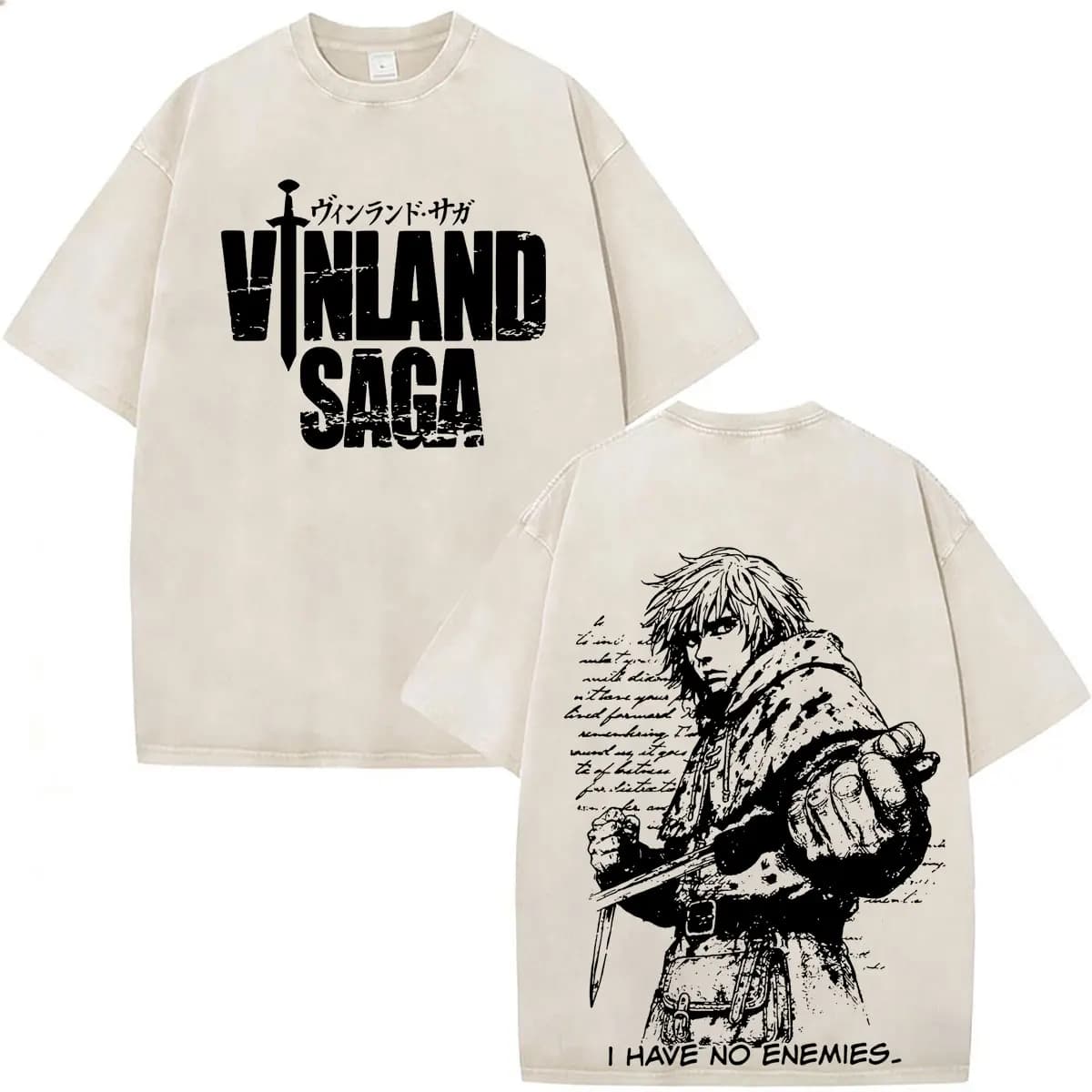 Vintage Washed Anime Vinland Saga Manga Thorfinn Karlsefni T Shirt Men's Women Summer Fashion Casual O-Neck Oversized T-shirts