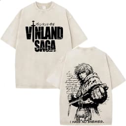Vintage Washed Anime Vinland Saga Manga Thorfinn Karlsefni T Shirt Men's Women Summer Fashion Casual O-Neck Oversized T-shirts