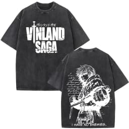 Vintage Washed Anime Vinland Saga Manga Thorfinn Karlsefni T Shirt Men's Women Summer Fashion Casual O-Neck Oversized T-shirts