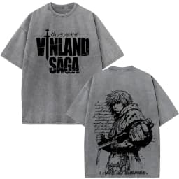 Vintage Washed Anime Vinland Saga Manga Thorfinn Karlsefni T Shirt Men's Women Summer Fashion Casual O-Neck Oversized T-shirts