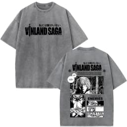 Vintage Washed Anime Vinland Saga Manga Thorfinn Karlsefni T Shirt Men's Women Summer Fashion Casual O-Neck Oversized T-shirts
