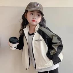 Kids Girls Spring Windbreaker Jackets Colorblocking Trench Zipper Coats Autumn Children Casual Clothes Baseball Outerwear 2-10 Y