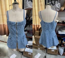 Fashion Women's Denim Vest Top Sling Double Zipper Sleeveless Backless Tank 2026 Spring Summer Lady All-matching Outwears New