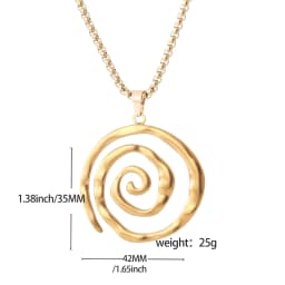 Lady's fashionable and simple stainless steel vortex geometric spiral circle pendant necklace accessory