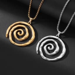 Lady's fashionable and simple stainless steel vortex geometric spiral circle pendant necklace accessory