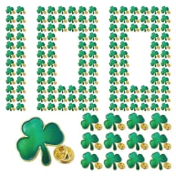 5/10/50/100 Pcs St. Patrick's Day Shamrock Pins Green Enamel Three Leaf Clover Lapel Pin Ireland Irish Souvenir Gift Bulk