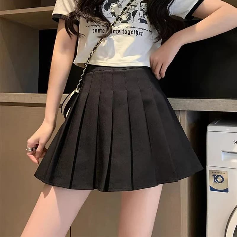 Hot Sale Summer Classic Korean Girls Mini Skirts Lady High Waist Thin A-line Pleated Skirts Women Fashion Solid JK Skirts
