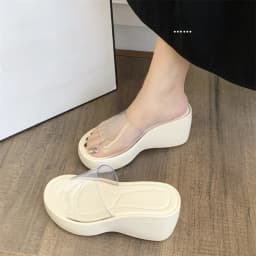 Height-increasing Platform Slippers Transparent Non-slip Summer Beach Sandals Lightweight Soft Sole Women's Slippers
