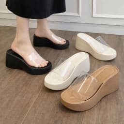 Height-increasing Platform Slippers Transparent Non-slip Summer Beach Sandals Lightweight Soft Sole Women's Slippers