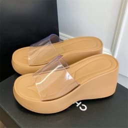 Height-increasing Platform Slippers Transparent Non-slip Summer Beach Sandals Lightweight Soft Sole Women's Slippers