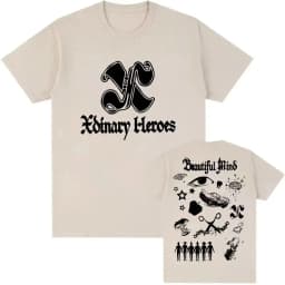 Y2k Fashion Top 2026 Beautiful Mind Xdinary Heroes Korean Boys' Band Short Sleeve Graphic Print T Shirt Summer New Tops Unisex