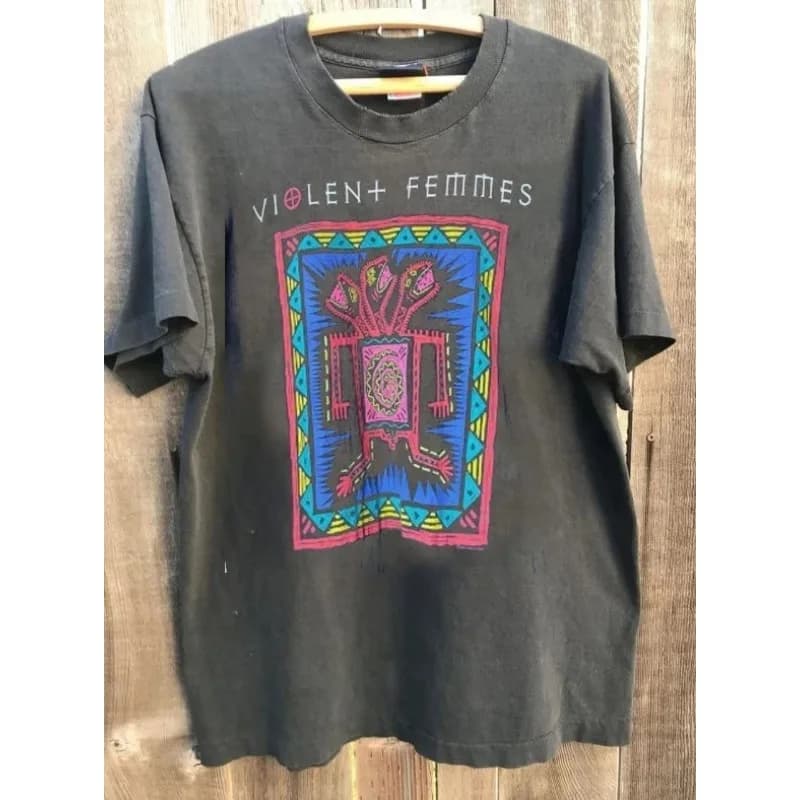 90s Violent Femmes Band Charcoal Gray Summer New Casual T-shirt Suitable for Both Men and Women, Casual and Fashionable
