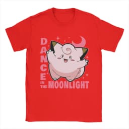 Pokemon Clefairy Dance in The Moonlight Printed T-shirt Summer New Men's and Women's Trendy Large Loose Casual Y2K Short Sleeve