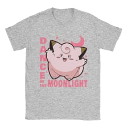 Pokemon Clefairy Dance in The Moonlight Printed T-shirt Summer New Men's and Women's Trendy Large Loose Casual Y2K Short Sleeve