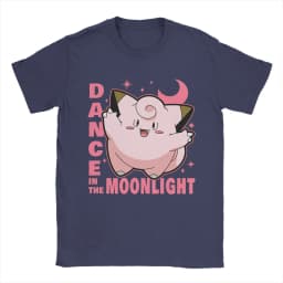 Pokemon Clefairy Dance in The Moonlight Printed T-shirt Summer New Men's and Women's Trendy Large Loose Casual Y2K Short Sleeve