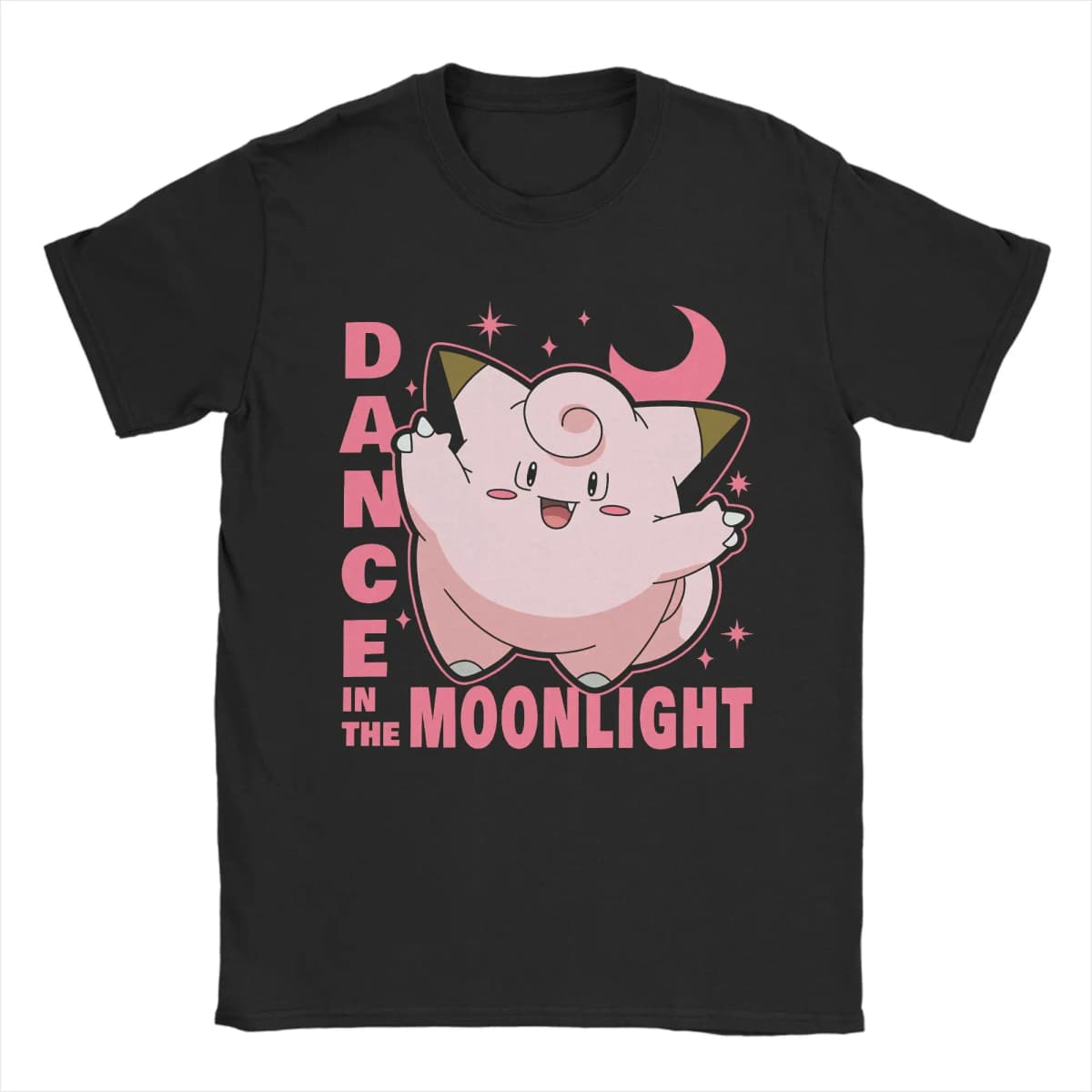 Pokemon Clefairy Dance in The Moonlight Printed T-shirt Summer New Men's and Women's Trendy Large Loose Casual Y2K Short Sleeve