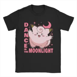 Pokemon Clefairy Dance in The Moonlight Printed T-shirt Summer New Men's and Women's Trendy Large Loose Casual Y2K Short Sleeve