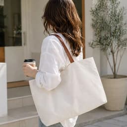 Women Canvas Tote Bag Large Casual Shoulder Handbag Minimalist White Work Bag with Magnetic Snap for Travel Shopping Daily Use