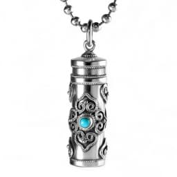 Ethnic Style Relief Vajra Pestle Necklace For Men Jewelry Blessing Gau Buddhist Scripture Box Pendant Male Choker Accessories