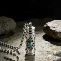 Ethnic Style Relief Vajra Pestle Necklace For Men Jewelry Blessing Gau Buddhist Scripture Box Pendant Male Choker Accessories