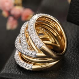 Huitan Cross Design Women Ring Full Shining CZ Gorgeous Two Tone Accessories for Wedding Party Fashion Lady Noble Jewelry Gift