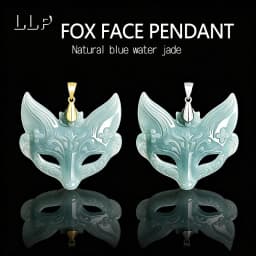 Lady's Natural Blue Jade Fox Face Pendant, With S925 Silver Clasp And Silver Chain Lucky Charm Jewelry Gift