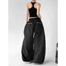 ZHIZOU Women's Gray Sweatpants Baggy Patchwork Pants Harajuku Aesthetic 2000s Style Y2k Vintage Oversize Hip Hop Trousers Summer